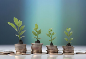 Finance and Accounting Concept Money Stack and Plant Growing Symbolizing Financial Health