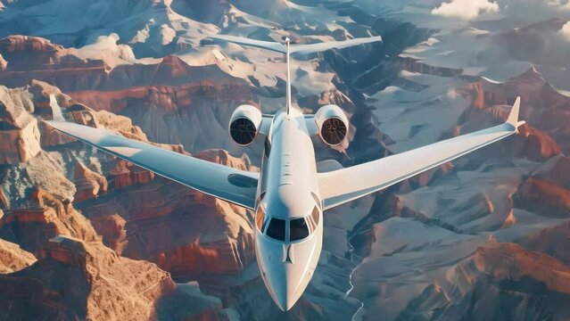 Airplane landing at sunset, Airplane taking off from the airport, plane in mid-flight, Aerial view of private jet flying over white clouds on a sunny day, footage, 4k footage, videos, video clip, slow