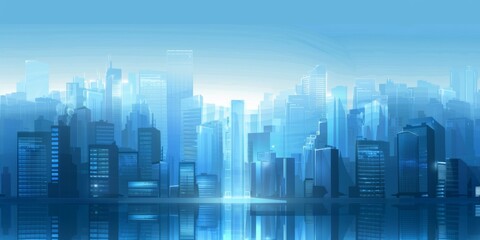 Abstract Vector Illustration, Futuristic blue Urban city  in clouds,Landscape with Advanced Smart City Technology, Graphic Resources, Wallpapers, Websites, banner design, Advertising, web, background 