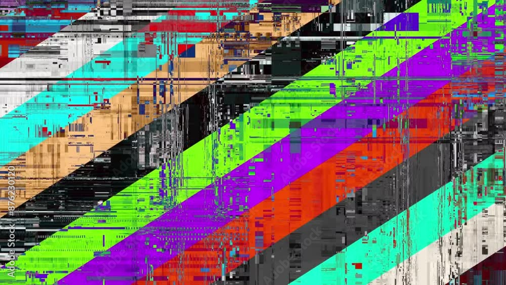 Leinwandbilder Animation video background static color noise glitch error video damage bad interference and no signal