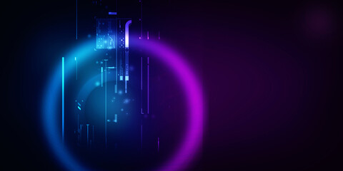 2d illustration Abstract futuristic electronic circuit technology background