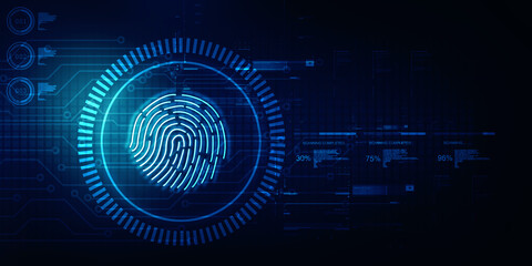 2d Illustration Fingerprint Scanning Technology Concept 