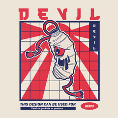 vintage japanese lantern ghost illustration	
