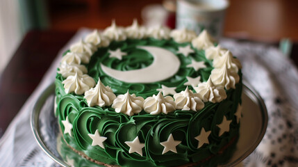 14 August Pakistan Independence Day Cake Zindabad . Pakistan Independence Day, 14 August, cake decoration, Pakistan flag, patriotic cake,
