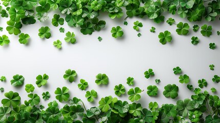 Obraz premium st patrick s day paper four leaf clover on white background top view flat lay.stock photo