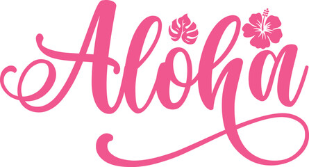 Aloha typography design on plain white transparent isolated background for card, shirt, hoodie, sweatshirt, apparel, tag, mug, icon, poster or badge