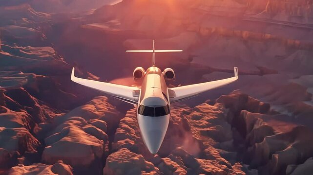 Airplane landing at sunset, Airplane taking off from the airport, plane in mid-flight, Aerial view of private jet flying over white clouds on a sunny day, footage, 4k footage, videos, video clip, slow