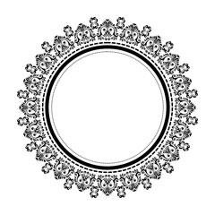 Damask Floral Wreath pattern,Ikat damask motifs geometric floral,Flower frame vector classical luxury damask ornament for greeting card,textile,wall art,islamic,Round ornament,Black metallic border