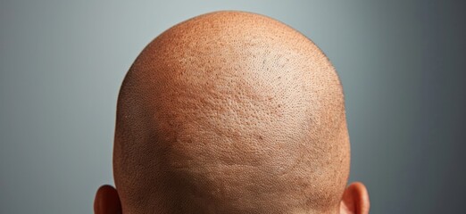 Detailed view of fresh hair grafts on a balding man's head, highlighting new hairline growth. Clinical, Photography, High-Resolution, Clear Focus
