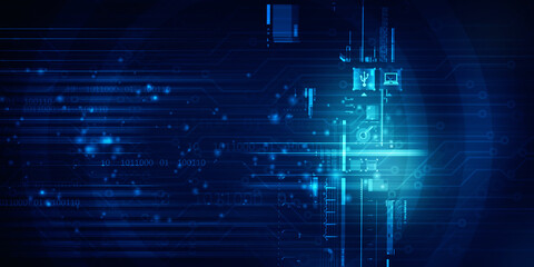 2d illustration Abstract futuristic electronic circuit technology background