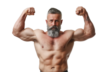 Muscular Senior Man Flexing Biceps