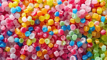 Obraz premium Assorted colorful sugar candies forming a vivid and cheerful background.