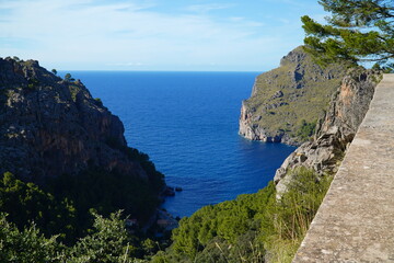 Coastline of Port de Sa Calobra in the north of the Balearic island of Mallorca, Spain, Europe.
