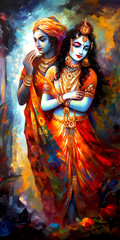 Fototapeta premium Beautuful Fantasy Art of Radha Krishna