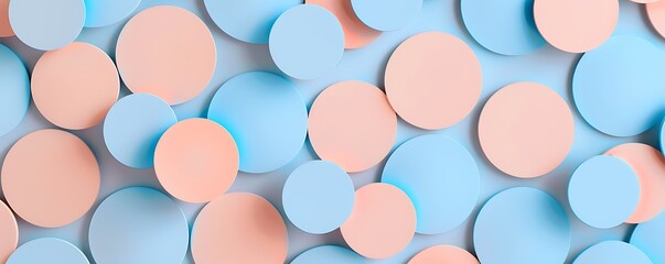 Tranquil pastel blue and peach circles arranged in an artistic and soothing geometric pattern.