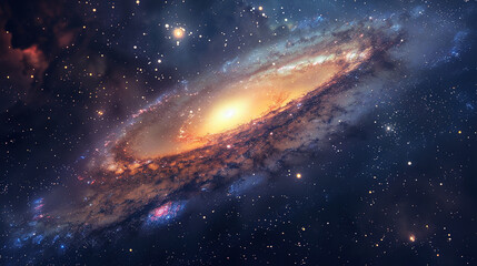 Obraz premium A disc-shaped galaxy in space with a starry background