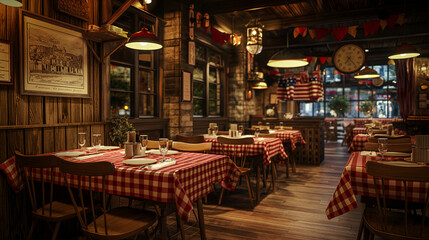 Cafe with rustic charm and wooden furniture