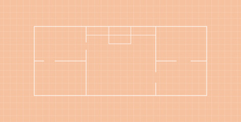 Architectural print plain and horizontal technical drawing flat vector illustration.	
