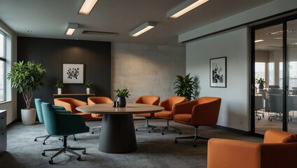 Fototapeta premium living room interior,Office Images:These office images are ideal for corporate presentations, business website designs, or virtual backgrounds for meetings that need a professional look. Additionally,