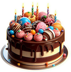 A birthday cake with layers of joy to remember, Festive birthday cake decorated with rainbow icing