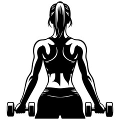 Woman Do Workouts with Dumbbells.