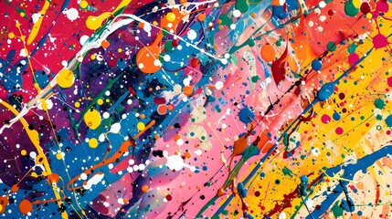 Fototapeta premium Dynamic and Colorful Splatter Paint Art with Energetic Abstract Patterns