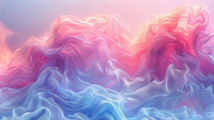 Fototapeta premium Flowing Pink and Blue Fabric Waves in Soft Light