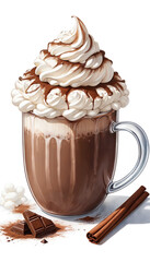 Chocolate Mocha with Whipped Cream and Cinnamon Sticks