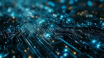 Circuit board with glowing lights