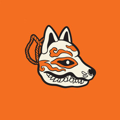 japanese fox mask vector, japanese mask	
