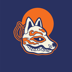Obraz premium japanese fox mask vector, japanese mask 