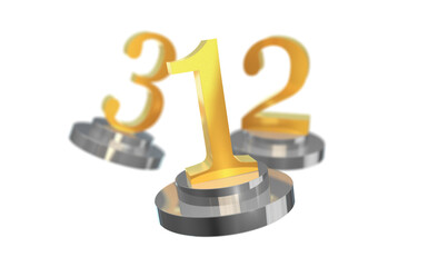 Gold Numbers 1, 2, and 3 on Podiums