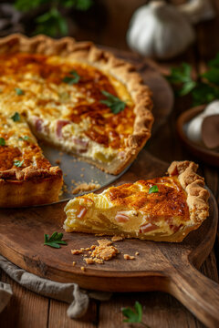 Quiche Lorraine , Homemade Spinach and Bacon Egg Quiche, France food