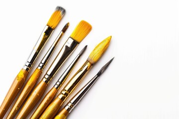 Fototapeta premium Set of brushes for an artist on a white background, set of brushes for makeup