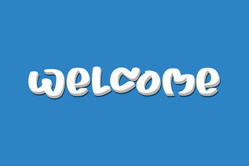 welcome 3d lettering in blue background with shadow 