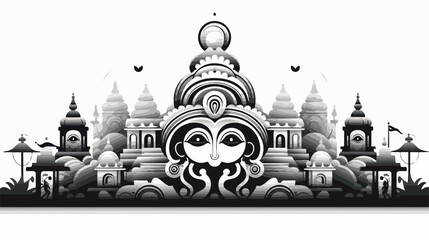 Monochrome Temple and Sky Design
