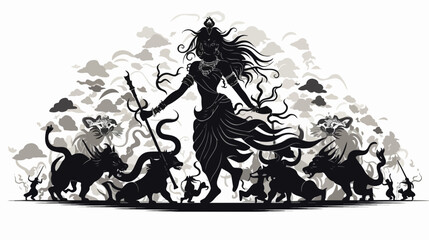 Fototapeta premium Silhouette of Warrior Woman 