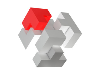 Obraz premium Abstract 3D Design with White and Red Cubes
