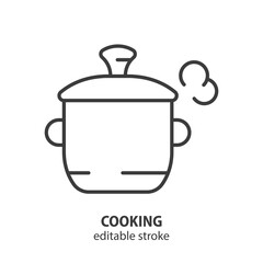 Pot line icon. Cooking vector illustration. Editable stroke.