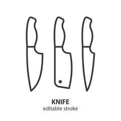 Knife line icon. Cooking vector illustration. Editable stroke.