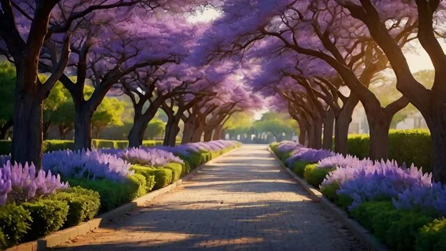 Beautiful alley with jacaranda tree
