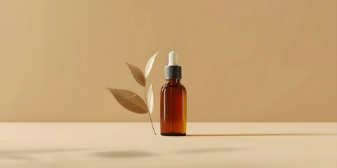 Mockup of a blank serum bottle on a blonde background. Concept Mockup Design, Serum Bottle, Blank, Blonde Background