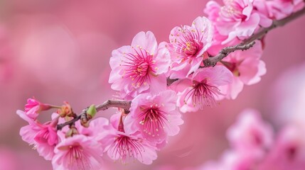 Fototapeta premium Blossoming Sakura Tree Up Close Pink Flowers in Spring Calendar