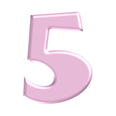 metallic pink 3d number five 
