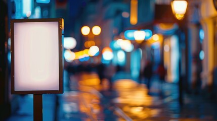 Fototapeta premium Blurred street background with empty sign for writing