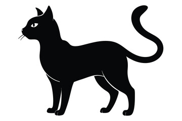 Black cat silhouette whit white background.eps