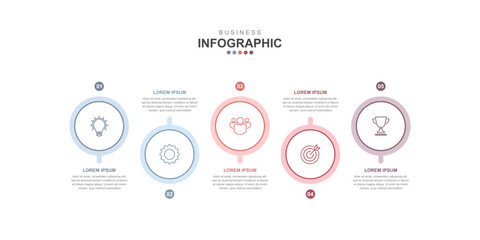 infographic  business concept design template vector, 5 steps.