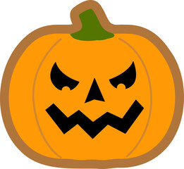 Halloween pumpkin shaped gingerbread cookie vector isolated