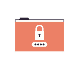 Hacker padlock password folder sensitive data and locked privacy information database concept flat vector illustration.	
