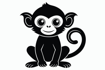 cute monkey silhouette with white background.eps